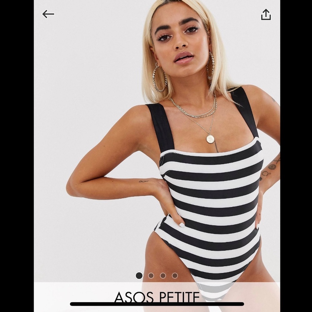 NWT ASOS Petite Square Neck Stripe Swimsuit
